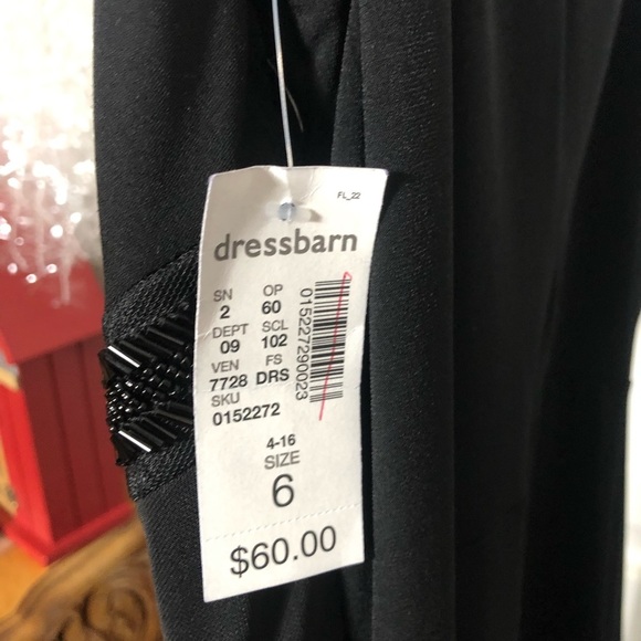 Dressbarn -Black-Beaded-Mesh-Evening-Gown - Picture 6 of 9